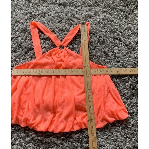 b2 NWOT NEW Free People Just A Fling BRIGHT ORANGE Halter BOHO Tank Top sz M - Picture 5 of 7